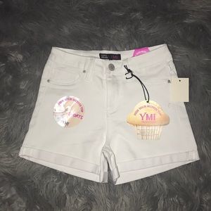 High rise white shorts
